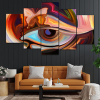 Perpetual Abstract Painting For Living Room - Set Of 5, 3D Scenery Painting For Wall Decoration Large Size With Frames For Wall Decor And Home Decoration, Hotel, Office (125 Cm X 60 Cm) M9C