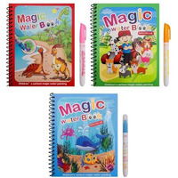Glun Water Magic Book, 3 Different Water Magic Book Theme, Reusable With Reusable Marker Books For Kids