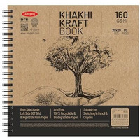 Anupam Khakhi 100% Recycled Kraft Paper Wire-O Book 160Gsm 80 Pages One Side Dot Grid And Other Side Plain (Size Square)