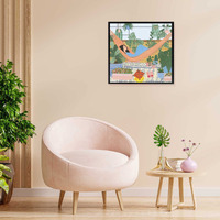 The Spring Palette 10X10 Inch Framed Painting | Summer Afternoons | Black Frame | Paintings And Wall Art For Home, Office, Living Room