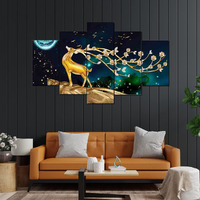 Perpetual Wall Scenery For Living Room | Painting For Wall Decoration | Wedding Gift For Couples | 3D Painting For Bedroom | Scenery For Wall With Frames | Abstract Painting Set Of 5 (75X43 Cm) D4