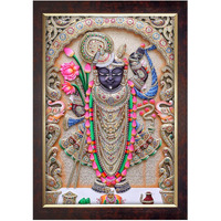 Dharvika Innovations Premium Sparkle Lamination, Shrinathji Photo Frame, Copper Gold, 14X20 Inch 2407