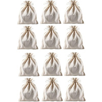 Wud Muslin Pouches Sachets Bags For Jewellery,Gifting,Travel 12 Pieces,7X5 Inch,Unbleached Cotton,Off White Colour