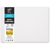 Art Story Paintable Canvas Hard Bound Sketch And Drawing Landscape A4 150Gsm 50 Plain Sheets|Drawing With Canvas Cover For Diy Painting And Decoration | For Professional & Hobby Artists, Beginners