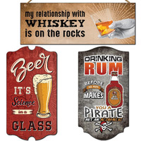 Chaka Chaundh - Alcohol Quotes Frames - Bar Quotes With Frames - Beer Quotes Wall Frames - Bar Quotes For Poster Decor - (13.5 X 10.5 Inches) (Rustic Wood Sign - Whiskey - Rum - Beer)