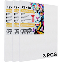Goshu Triple Gesso Primed Surface With Mdf Backing 12X18 In. Canvas Board/Panel With 100% Cotton Sourced From Bharat For Oil, Acrylic & Watercolor Painting (Pack Of 3, 12X18 Inches)