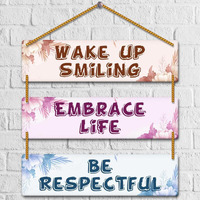 Yey Wooden Wall Hanging For Home Decor | Office | Living Room | Bedroom | Quotes Decorative Items (3 Piece Wall Hanging, Multicolor) (Wake Up Smiling)