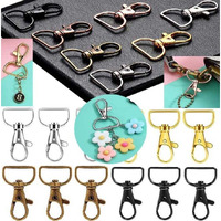 Diy Crafts 40X D Lobster Only, Bright Silver, D Hook Type Swivel Clasps Lobster Set, Metal Lanyard Snap Lobster Claw Clasps Rings Jump Rings Scre (40X D Lobster Only, Bright Silver)