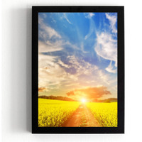 Divaframes Rising Sun Wall Decor For Vastu, Sunrise Painting For Home, 10X14 Inch, Black Wooden Frame, Vastu Wall Art For Living Room
