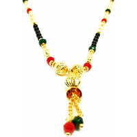 Gold Plated Mangalsutra18 Inch Crystal Chain Handmade Original Gemstones