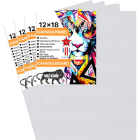 Goshu Triple Gesso Primed Surface With Mdf Backing 12X18 Inches Canvas Board/Panel With 100% Cotton Sourced From Bharat For Oil, Acrylic & Watercolor Painting (Pack Of 4, 12X18 Inches)