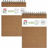 Anupam Sketch-E Sketchbook A5 Hard Cover Wireo Binding Drawing Notebook 100% Recycled Kraft Paper Plain & Dot-Grid On One Side 140Gsm 100 Pages For Artists Students Sketching (Pack Of 2)