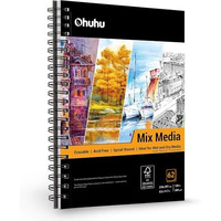 Sketch Book Ohuhu Drawing Book A4 200 Gsm Sketchbook Drawing Paper Art Book Drawing Pad Drawing Notebook Sketch Book For Artist Markers Pencils Charcoal Pastels Etc.Great Gift Idea 124 Pages/62 Sheets