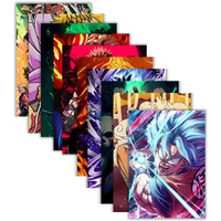 Anime Posters, Set Of 10 Mix Anime Posters For Wall, Self Adhesive, A4 Size |Anime Posters For Gaming Room, Various Anime Characters (Multicolor)