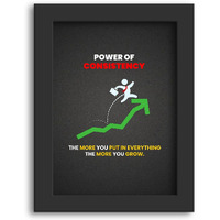 Dmcreativitycraft Power Of Consistency Motivational Posters Quotes Wall Frames Study Motivation Poster Positive Room Matt Black Frame Living Room And Office Desk Decor (9.5 X 12.5 Inches)