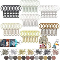 Diy Crafts 30X, Antique Gold, Split Key Ring With Chain Set, Metal Flat Keychain Rings 1 Inch With Open Jump Rings And Screw Eye Pins Bulk, Colors Choice, For R (30X, Antique Gold)