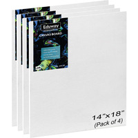 Eduway Canvas Board For Painting- (14X18) | Premium Quality 7Oz Pre-Primed Cotton Canvas Board For Artists & Beginners | Ideal For Acrylic, Oil, Gouache, Pastels Colors (Pack Of 4) (35X45 Cms).