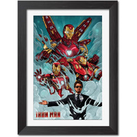 Tenorarts Iron Man Poster Comics Movie Posters Photo Framed Painting With Black Wooden Texture (12Inches X 9Inches)