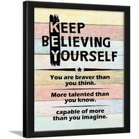 Chaka Chaundh Engineered Wood-Inspirational Framed Posters Motivational Quotes Wall Frames -Photos With Quotes-(14 X 11 Inches)(Keep Believing Yourself-Multicolor)