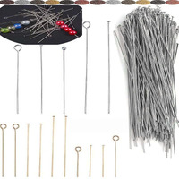 Diy Crafts Flat Head Pins And Eye Pin Sets 22-Gauge/21-Gauge Open Eyepins For Jewelry Making Diy Accessories - 20-50Mm, Packed As Image Mix Unssorted Random (30 Gram, Chrome Silver)