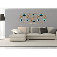 Design World Multicolor Decorative Metal Geometric Pattern Gingko Leaf Wall Art Decor Sculpture Set Of 3 For Living Room Bedroom Office Hallway Decoration