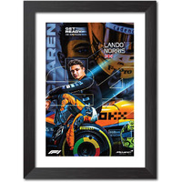 Tenorarts Lando Norris F1 Poster Mclaren Racing Car Formula One Photo Framed Painting With Black Wooden Textures (12Inches X 9Inches)
