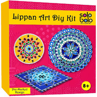 Solobolo Lippan Art And Craft Materials Kit For Adults And Beginners, Premarked Mdf Board Warli Art Painting Diy Kit With Stands For Room Wall Hanging, Office And Home Decoration