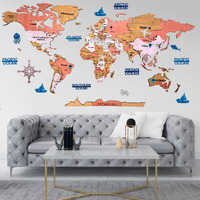 3D Wooden World Map Wall Decor - Metallic Color - Perfect Home Wall Decor For Travel Enthusiasts