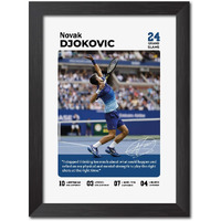 Tenorarts Novak Djokovic Poster With Quote Tennis Player Laminated Photo Framed Painting With Matt Finish Black Textures (9 Inches X 12 Inches)
