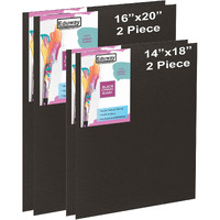 Eduway Medium Grain 16X20, 14X18 Inch Cotton Canvas Board (Each 2) With 4Mm Mdf Board Backing, For Painting-(Pack Of 4)
