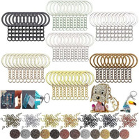 Diy Crafts 5X, Golden, 5 Pcs Only, Split Key Ring With Chain Set, Metal Flat Keychain Rings 1 Inch With Open Jump Rings And Screw Eye Pins Bulk, Colors Choice, For Resin Je (5X, Golden)