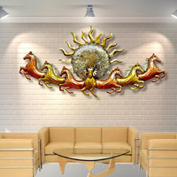 Anshika International Metal Handpainted Rustic Iron Wall Hanging Of 7 Horse Art Sculpture For Home Office Wall Decor/Wall Hanging (56 X 28 Inches)