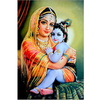 Dharvika Innovations Maa Yashoda With Kanha Poster/Bal Krishna Poster For Pregnant Women/Maa Yashoda With Bal Krishna Poster (12X18 Inch, Design 6)