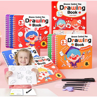 Super Toy 4Pc Magic Drawing Book For Kids Reusable Art Craft Practice Workbook For Toddlers 3-12 Years With 4 Refills Trace Drawing Book For Boys Girls Birthday Gift (Assorted Patterns)