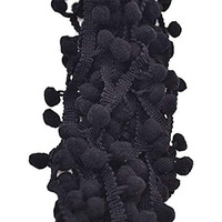 Ravaiyaa - Attitude Is Everything Pom Pom Mini Bobble Ball Fringe Braid Lace Trimming For Crafting Sewing Hats (10 Meter, Black)
