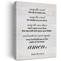 May The Road Rise Up To Meet You Irish Blessing Poster Canvas Wall Art For Home Office Decor - Positive Scripture Canvas Print Wall Art Painting Ready To Hang Gifts - Easel & Hanging Hook 12X15 Inch