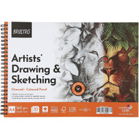 Brustro Artists Drawing & Sketching Wiro Paper Pad A4-160Gsm (30 Sheets) | Ideal For Pencil, Drawing, Charcoal, Art, Pen, Pastel, Ink.