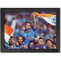Tenorarts Sachin Tendular Poster Frame Worldcup 2011 Cricket Photo Framed Painting With Matt Finish Black Texture (12 Inches X 9Inches)