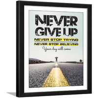 Chaka Chaundh - Motivational Quotes Wall Frames - Framed Quotes Art Posters - Inspirational Wall Quote For Office, Student, Study Room - (14 X 11 Inches) (Never Give Up - Multicolor)