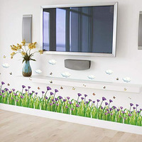 Indian Royals Grass Flowers And Butterfly Design Wall Art Decoration Pvc Vinyl Removable Wall Sticker (50 Cm X 70 Cm)