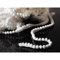 Handicraft-Palace Pom Pom Mini Bobble Ball Fringe Braid Lace Trimming For Crafting Sewing Hats (White, 50 Meter) (10 Meter)
