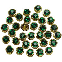 Embroiderymaterial Flat Back Emerald Green Rhinestones In Raised Setting In Round Shape For Jewelry Making & Embellishment-8Mm-50 Pieces