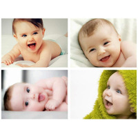 Manial Set Of 4 Cute Smiling Baby Posters, Multicolour, Paper, 12 X 18 Inch, Large