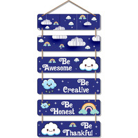 Artvibes Decorative Wall Hanging Wooden Art Decoration Item For Kids Room | Living Room | Bedroom | Home Decor | Gifts | Quotes Item | Mdf Modern Artworks Item,Set Of 6(Wh_32102N)