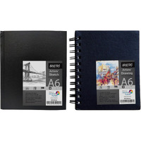 Brustro Artists Sketch Book A6 Size Stitched Bound 156 Pages 90 Gsm, And Sketchbook A6 Size Wiro Bound, 116 Pages, 160 Gsm (Acid Free)