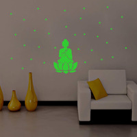 Dreamkraft Glow In The Dark Buddha Radium Wall Stickers (Green, 81X59 Cm)