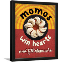 Chaka Chaundh - Restaurant Quotes Wall Frames - Momos Poster For Kitchen, Mess, Bakery, Cookery - Momos Framed Posters For Kitchen - Fast Food & Dining Quotes Wall Frames - (14 X 11 Inches)