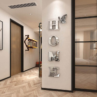 Meraki Mart Home Wall Stickers Non Glass 3D Acrylic Wall Mirror Sticker Diy Tiles Wall Decoration Decor Art For Bedroom, Office, Living Room, Home, Garden, Washroom - 47.2 X 15.7 Cm,1 Set (Silver)