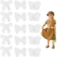 Hasthip 15Pcs Applique Patches Embroidery Butterfly Decals Diy Crafts White Lace Bow Charms Sheer Sew Iron On Patch For Decorating Wrapping Making Hair Accessory Brides Dress (3 Styles)
