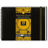 Zen Sangam - A4 Landscape Artists- 230 Gsm (50 Pages), Spiral Mixed Media Art Journal - Ultra Smooth Surface - Acid Free Cartridge Paper - Size(29.7X 21Cm)-For Pencils,Chalk,Oil Pastels,Crayons-Black